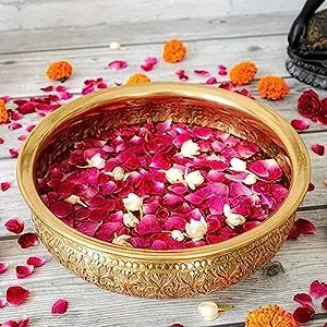 Versatile Metal Urli Bowl with <b>Deep</b> Design for Water Flower Holding Traditional Indian Motifs Home Decor for Wedding Occasions - Product Image 2