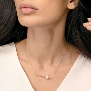 Collier minimaliste en or rose 9 carats avec perle d'eau douce pour femme, bijoux fins délicats, fabrication sur mesure OEM - Product Image 2