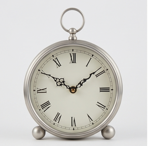 Vintage Style Desk <b>Clock</b> With Roman Numerals And Quartz Movement Traditional Design Circular Shape Battery Operational - Product Image 1