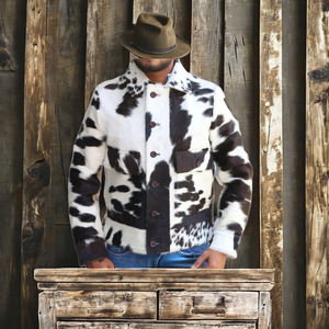 Chaqueta de piel de vaca hecha a mano de primera calidad transpirable piel de vaca pelo Natural estampado de vaca chaqueta de invierno personalizada - Product Image 1