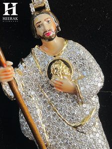 Collar con Colgante de San Judas Tadeo, Joyería Hip Hop Personalizada, Figura Religiosa con Incrustaciones de Diamantes, para Hombre - Product Image 4