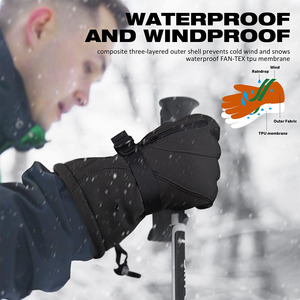Guantes de Esquí de Cuero Estampados Cálidos para Invierno, Deportes al Aire Libre para Esquí y Snowboard, Antideslizantes - Product Image 2