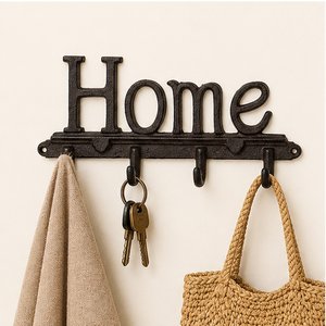 Decorative Vintage Cast Iron Home <b>Key</b> Holder Wall Mounted Rustic Metal <b>Hanger</b> With 4 Heavy Duty Hooks For Entryway Organization - Product Image 2