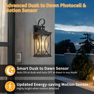LED <b>Sensor</b> <b>Lights</b> <b>Wall</b> Mount <b>Dusk</b> <b>to</b> <b>Dawn</b> <b>Outdoor</b> Porch <b>Light</b> Anti Rust Waterproof Exterior Fixture - Product Image 2