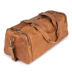 Vintage Genuine Leather Water-Resistant Sport Duffel <b>Bag</b> Large Capacity Travel Gym <b>Overnight</b> <b>Bag</b> Shoe Compartment Removable - Product Image 1