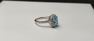 Anillo de Compromiso para Mujer, Hecho a Mano, Estilo Vintage Cristiano, Topacio Azul Natural, Corte Brillante, Plata de Ley 925, Engaste de Garras - Product Image 2