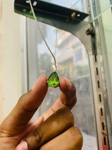 AAA Quality Lime Green Teardrop Pear Cut Peridot Necklace Peridot Green Minimalist <b>Locket</b> For Women German <b>Silver</b> Handmade - Product Image 5