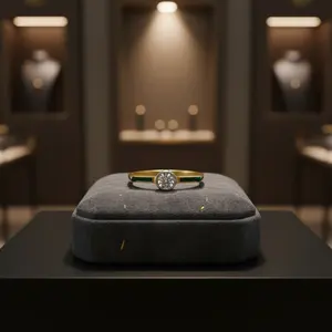 Anillo de Oro Amarillo Sólido de 22K con Incrustaciones de Diamantes Redondos y Esmalte Verde, Joyería Fina Moderna y Minimalista para Mujer - Product Image 3