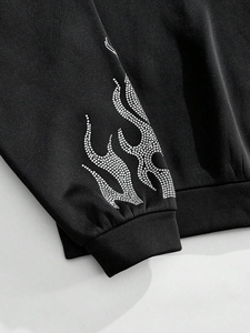 Hoodie surdimensionné en molleton 100% coton, qualité supérieure, personnalisé avec strass, style décontracté ou urbain, service OEM - Product Image 5