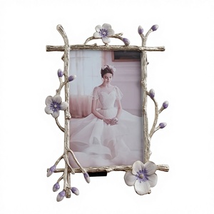 Floral Silver Metal Photo <b>Frame</b> Textured Decorative Tabletop Display <b>Frame</b> Luxury Home Decor Vertical Horizontal Customized - Product Image 1