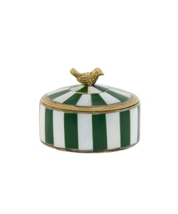 Best Seller Green White Bird Lid Trinket <b>Box</b> Jewelry Storage Round Organizer Decorative Stylish Home Decor <b>Gift</b> Premium Case - Product Image 1