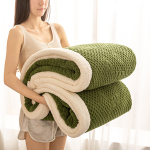 <b>Thick</b> Double Layer Embossed Plush Sherpa Fleece Bedding Solid Color All Season Vacuum Compressed 5kg Polyester Fiber Warm Modern - Product Image 4