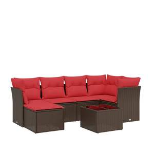 Juego de sofás de patio de ratán sintético marrón de 7 piezas con cojines, elegantes muebles de exterior - Product Image 2
