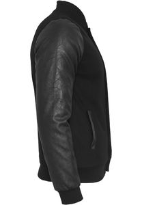 Veste de sportswear en tissu et cuir avec manches en cuir, broderie de haute qualité, logo personnalisé, conçue pour un look unisexe moderne - Product Image 6