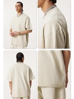 Ensemble de survêtement unisexe en coton 2026, manches courtes, col rond, coupe ample, couleur unie, short à cordon de serrage, respirant, décontracté, pour l'été