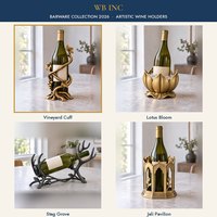 Support de bouteille de vin en laiton antique fait main, motif feuille de vigne, support vertical pour bouteille, décoration de bar