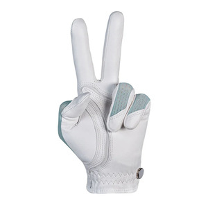 Gant de golf pour homme en peau de mouton, paume vert menthe, dos en maille respirant, léger, extensible, adhérence douce, antidérapant, main gauche, avec crochet pour extérieur - Product Image 2