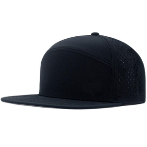 Light Blue Breathable Mesh Snapback <b>Cap</b> <b>Men's</b> Casual Solid Color <b>Flat</b> Brim Hat Woven Fabric Design - Product Image 4