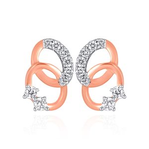 18K Rose Gold Interlocking Loop <b>Stud</b> <b>Earrings</b> Round Cut Lab Grown Diamond Luxury Fine Jewelry for Women - Product Image 1