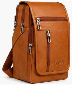 Genuine <b>Leather</b> Men's Messenger <b>Bag</b> with Zipper Closure Lightweight & Durable Design for Travel - Product Image 4