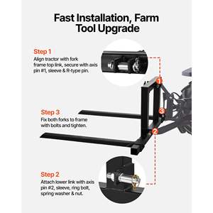 Horquillas para Paletas de 3 Puntos de Alta Resistencia para 1 Tractor, Capacidad de 1500 Libras, Longitud Total de 50 Pulgadas, Ancho de Horquilla Ajustable de 28.9 a 46 Pulgadas - Product Image 6