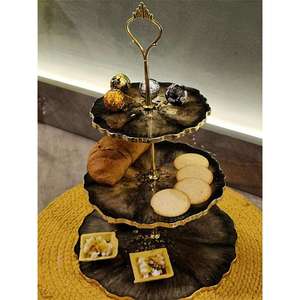 Support à gâteau carré en résine lavable, fait main, écologique, de luxe, avec couteau assorti, plateau à dessert orné de pierres brillantes, pour mariages - Product Image 5