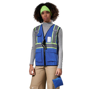 Chaleco de Seguridad Azul Oscuro sin Mangas para Mujer, Tejido de Malla, Versátil, Estilo Vintage, Ropa de Trabajo con Impresión Personalizada, Servicio OEM - Product Image 2