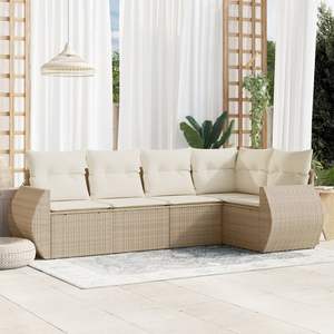 Conjunto de Sofás Modulares de Jardín Estándar en Ratán Sintético Color Beige - Product Image 1