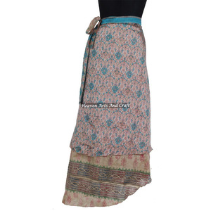 Adults Age Group and New Design <b>Old</b> Sari Wrap Skirt Boho Stylish Multi Color Summer Wear Comfortable Fashion Boho Hippie - Product Image 6