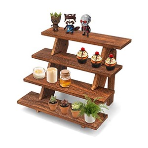 Handcrafted Teak <b>Wood</b> Display Stand 4-Tier <b>Rustic</b> Brown Wholesale - Product Image 1