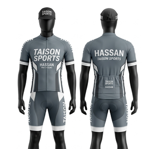 Tenue de cyclisme pour homme, tissu polyester spandex premium 200 GSM, design gris et turquoise avec rembourrage en gel, logo personnalisé par sublimation - Product Image 6