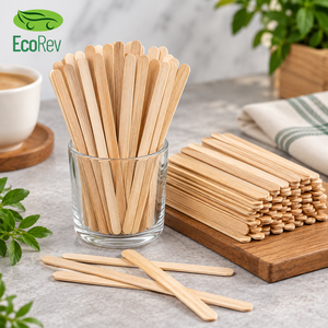 ไม้คนชาแบบใช้แล้วทิ้ง EcoRev ทำจากไม้ไผ่ ห่อแยกชิ้น ย่อยสลายได้ เหมาะสำหรับร้านกาแฟ ดีไซน์เรียบง่าย - Product Image 4
