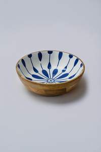 Fabricación OEM de un moderno tazón de madera con trabajo de esmalte para decoración interior contemporánea que combina textura natural y color artístico. - Product Image 3