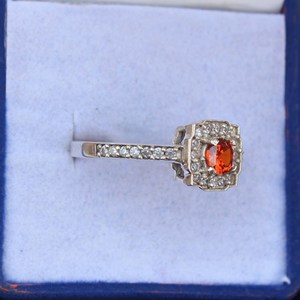 Bague en Zircon Orange en Argent Sterling 925, Pierre Taillée, Style Vintage de Luxe Premium, Certifiée pour Mariage, Cadeau d'Anniversaire - Product Image 3