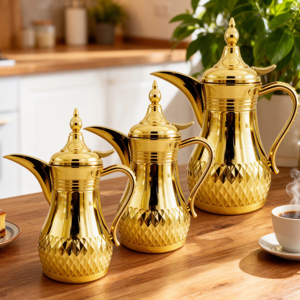 Migliore Scelta: Teiera e Caffettiera in Acciaio Inox di Alta Qualità, Bollitore e Brocche in Metallo, Ecologico, Dallah Arabo per Ramadan - Product Image 1