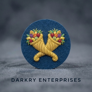 Insigne personnalisé de la franc-maçonnerie, broderie en fil de soie, badge Corne abondante, broderie à la main en fil d'or, emblèmes Corne de Prospérité en velours blanc - Product Image 6