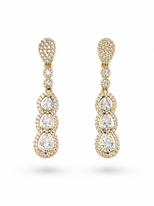 Pendientes Clásicos de Mujer Chapados en Oro de 18K, Diseño de Lágrima con Cristales de Corte Pera y Diamantes de Imitación, Joyería de Boda ELVORA GEMS - Product Image 3