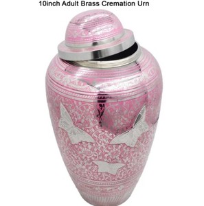 Urna Funeraria de Latón Rosa para Cenizas Humanas Adultas, Urna Conmemorativa para Entierro, Recipiente Cilíndrico Artesanal para Recuerdos - Artesanía India - Product Image 6