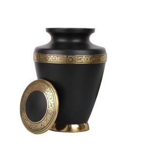 Urna de cremación de aluminio hecha a mano naranja y negra para adultos, recuerdo de cenizas conmemorativas funerarias seguras y duraderas, tamaño personalizado - Product Image 1