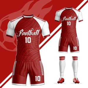 OEM Custom Best Selling Football Wear Soccer Shirts Shorts Uniforms Men's Breathable <b>Red</b> Color Academy Kit - Product Image 1