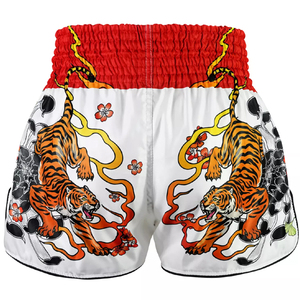 กางเกงมวยไทยพิมพ์ลายเครนกาแล็กซี่โลโก้แบบกำหนดเองใหม่ปี 2026 สำหรับคิกบ็อกซิ่ง MMA - Product Image 4