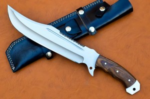 Couteau Bowie DIY OEM fait main de 18 pouces avec lame en acier carbone noir et manche en corne, avec étui en cuir - Product Image 2