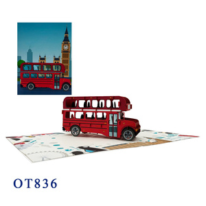 Carte pop-up Bus de Londres, style Noël, lavable, artisanat en papier fait main, découpe de papier, design personnalisé, tendance du moment - Product Image 5