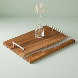 Bandeja de Madera con Diseño Clásico y Detalles en Resina, con Asas para Servir Bebidas, Aperitivos, Té y Café, para Uso en el Hogar y Restaurantes - Product Image 4