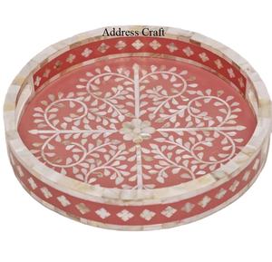 Meilleur Prix Design Unique Rond Nacre Incrustation Chocolat Plateau Style Marocain Vadrouille Incrustation Plateau Plats Assiettes Décoration de La Maison - Product Image 1