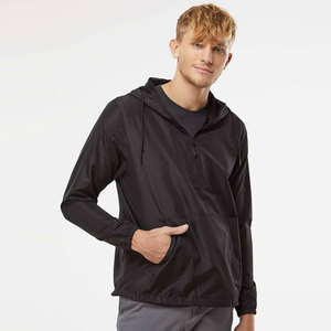 Men's <b>Black</b> Hooded <b>Windbreaker</b> Jacket Quick Dry Polyester Casual Spring Outerwear - Product Image 1
