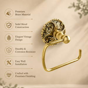 Antique Brass Toilet <b>Paper</b> Holder Wall Mounted Bathroom <b>Tissue</b> Roll Holder Vintage Floral Decorative durable Bathroom Accessory - Product Image 5