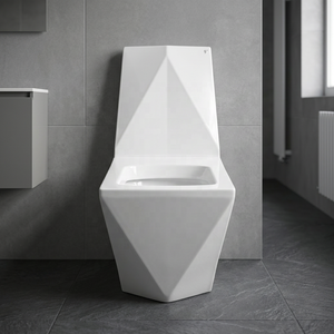 WC monobloc moderne en céramique à double chasse, à sortie verticale (S-Trap) ou horizontale (P-Trap), pour projets en pays du Golfe - Product Image 5