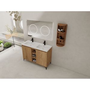 Mobile bagno freestanding da 48 pollici con doppio lavabo, ante soft close, 00612IMO 07148IMOX, con ripiano portaoggetti (KD) - Product Image 5