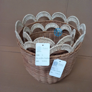 Natural Woven Rattan <b>Basket</b> With Decorative Handles Handmade <b>Storage</b> <b>Basket</b> Sustainable Home Organizer Wholesale Bulk Supplier - Product Image 5
